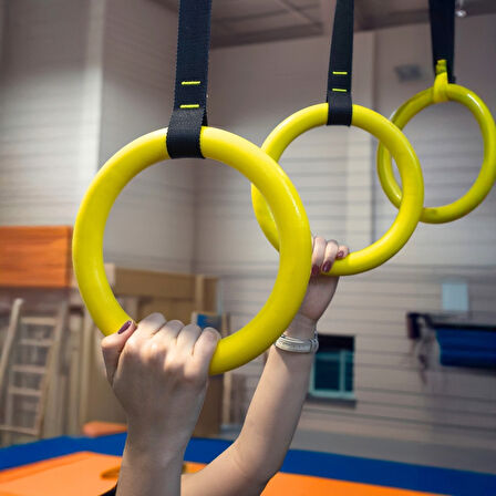 Kademeli Halatlı Barfiks Halkası Sarı Jimnastik Halkası Siyah Kayış (5 Kademeli)